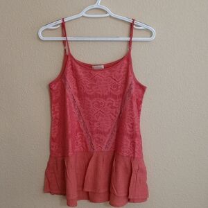 Love on Top Lace Front Peplum Tank/Cami Size M